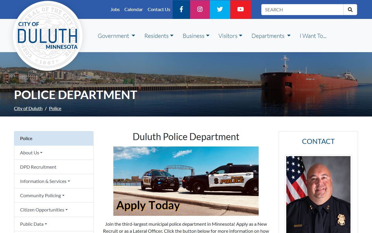 Duluth Police Department website for public records and background check requests