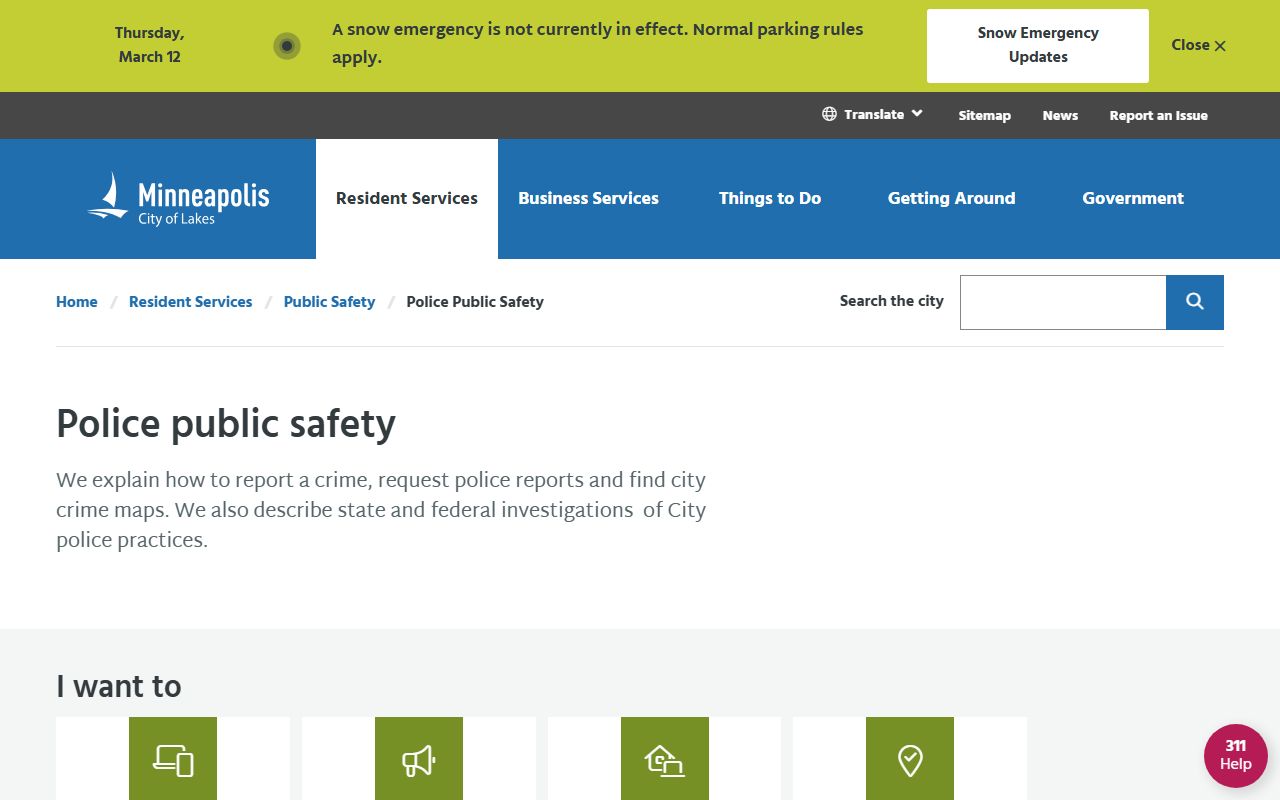 Minneapolis Police Department website for background check and public safety records