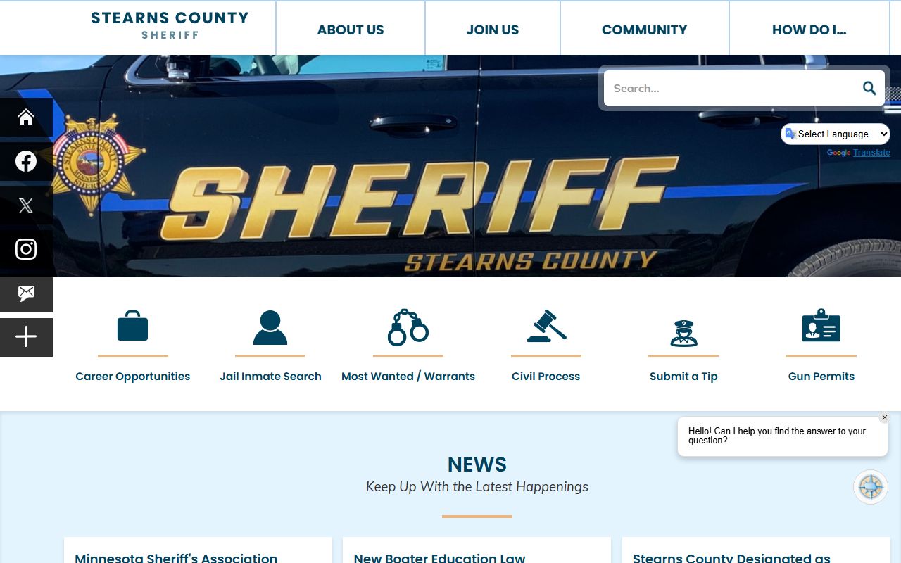 Stearns County Sheriff's Office in St. Cloud, MN for criminal record searches