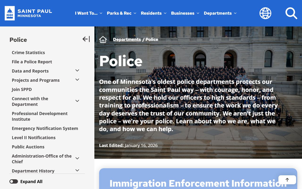 Saint Paul Police Department website for background check and public records access
