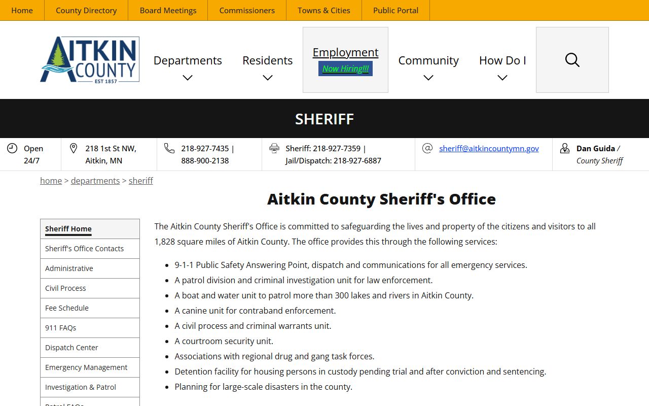 Aitkin County background check - sheriff's office website