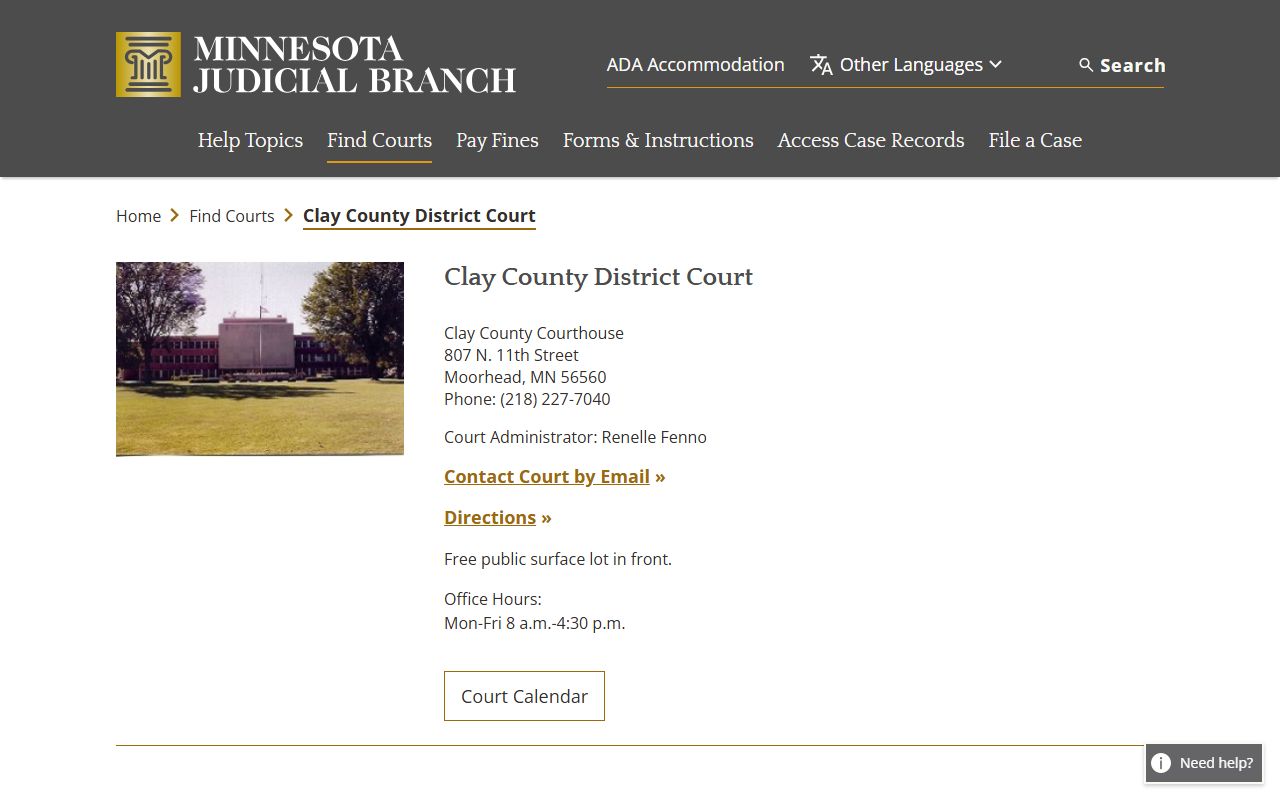 Clay County background check - district court records page