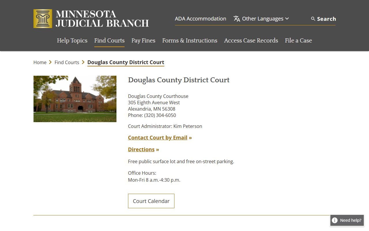 Douglas County background check - district court information page for Alexandria