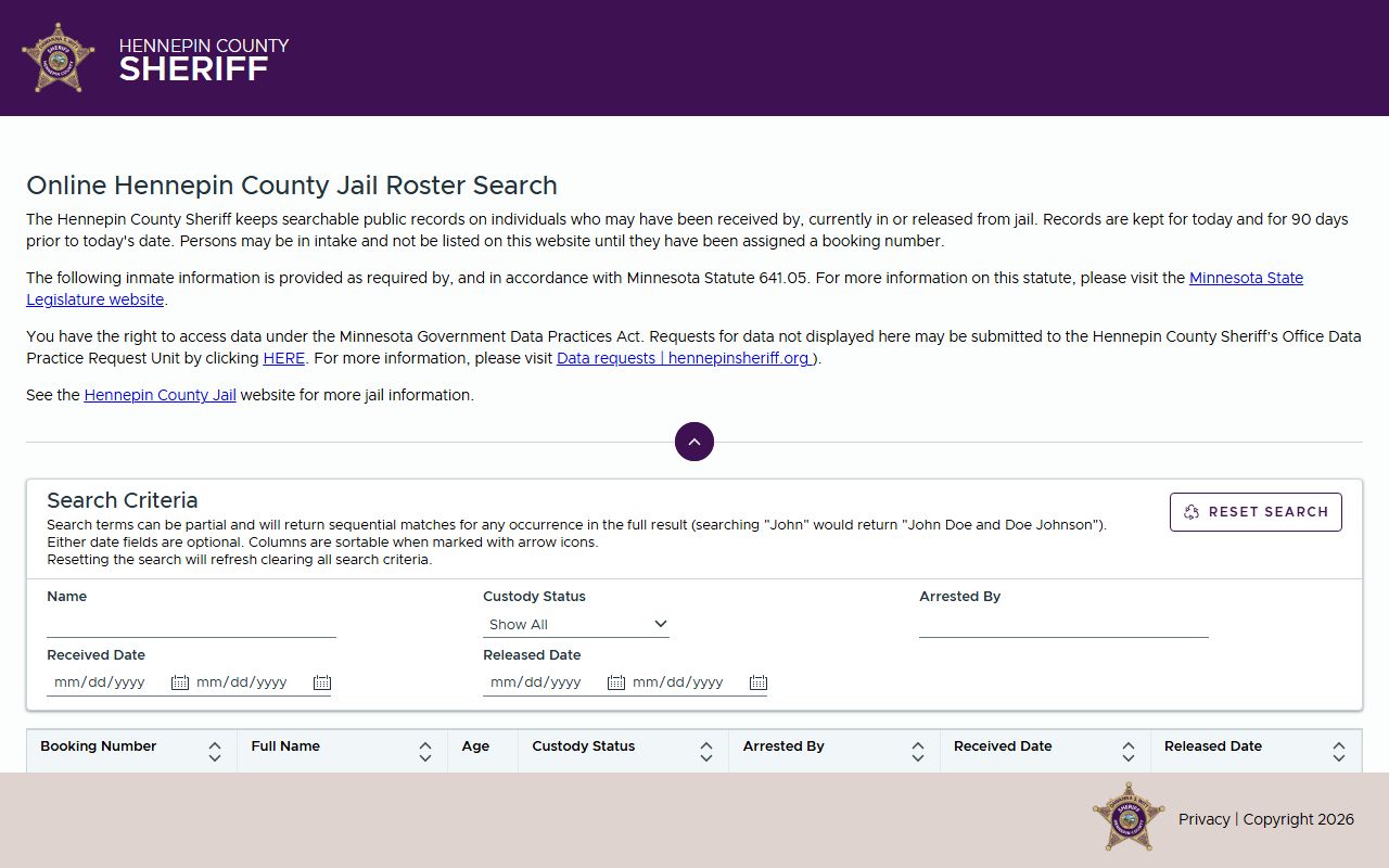 Hennepin County background check - jail roster search
