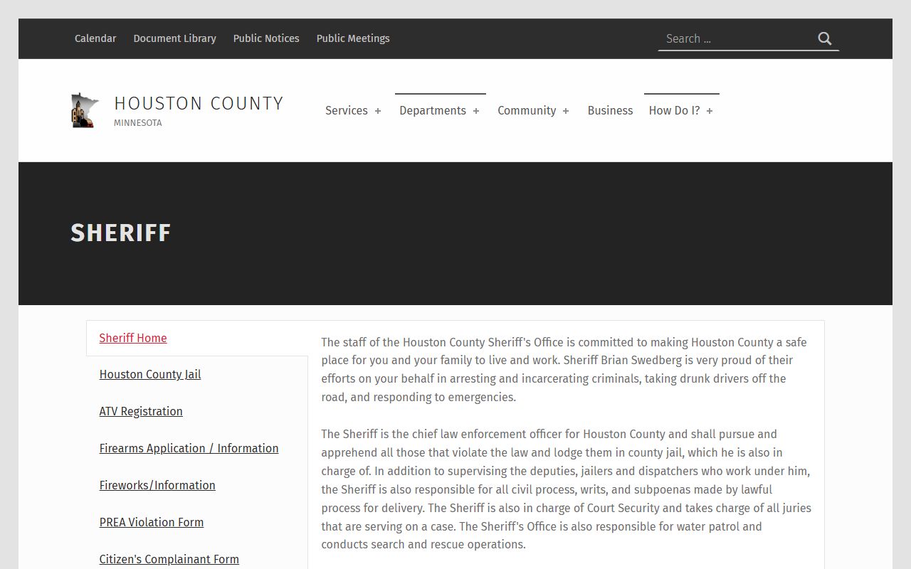 Houston County background check - sheriff's office website