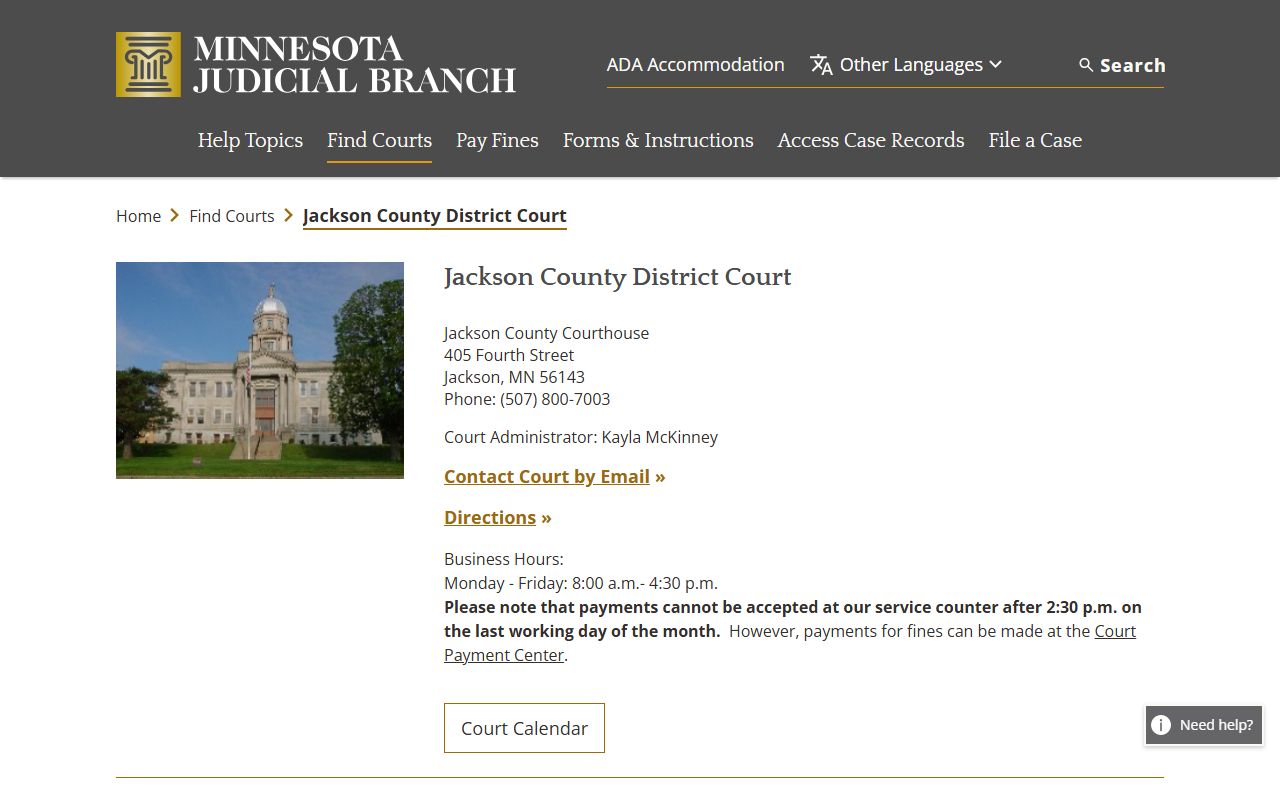 Jackson County background check - district court page