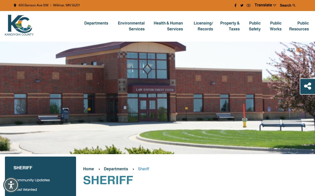 Kandiyohi County background check - sheriff's office website