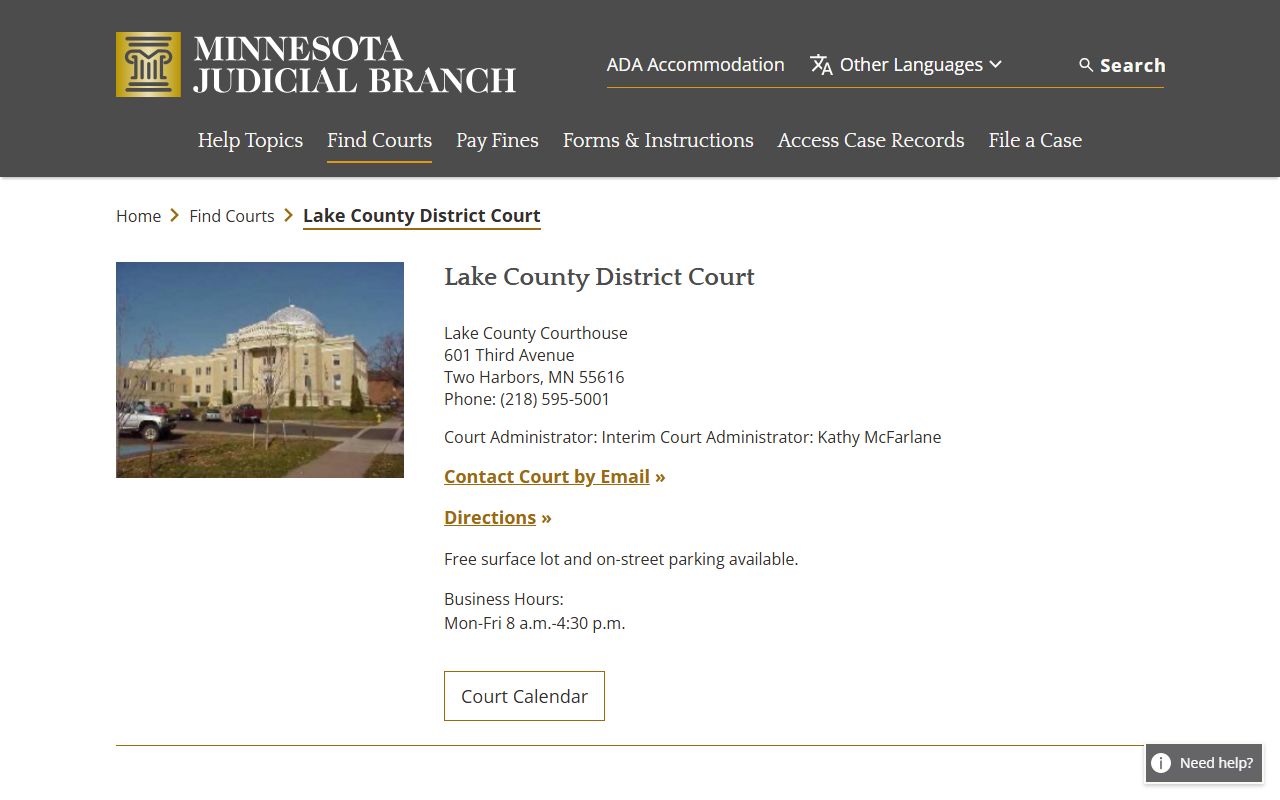 Lake County background check - district court page