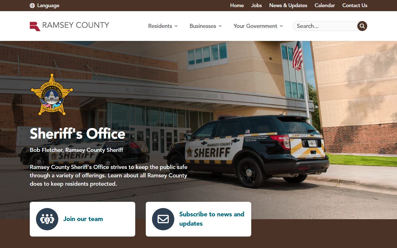 Ramsey County background check - sheriff's office website showing Criminal History Unit contact information