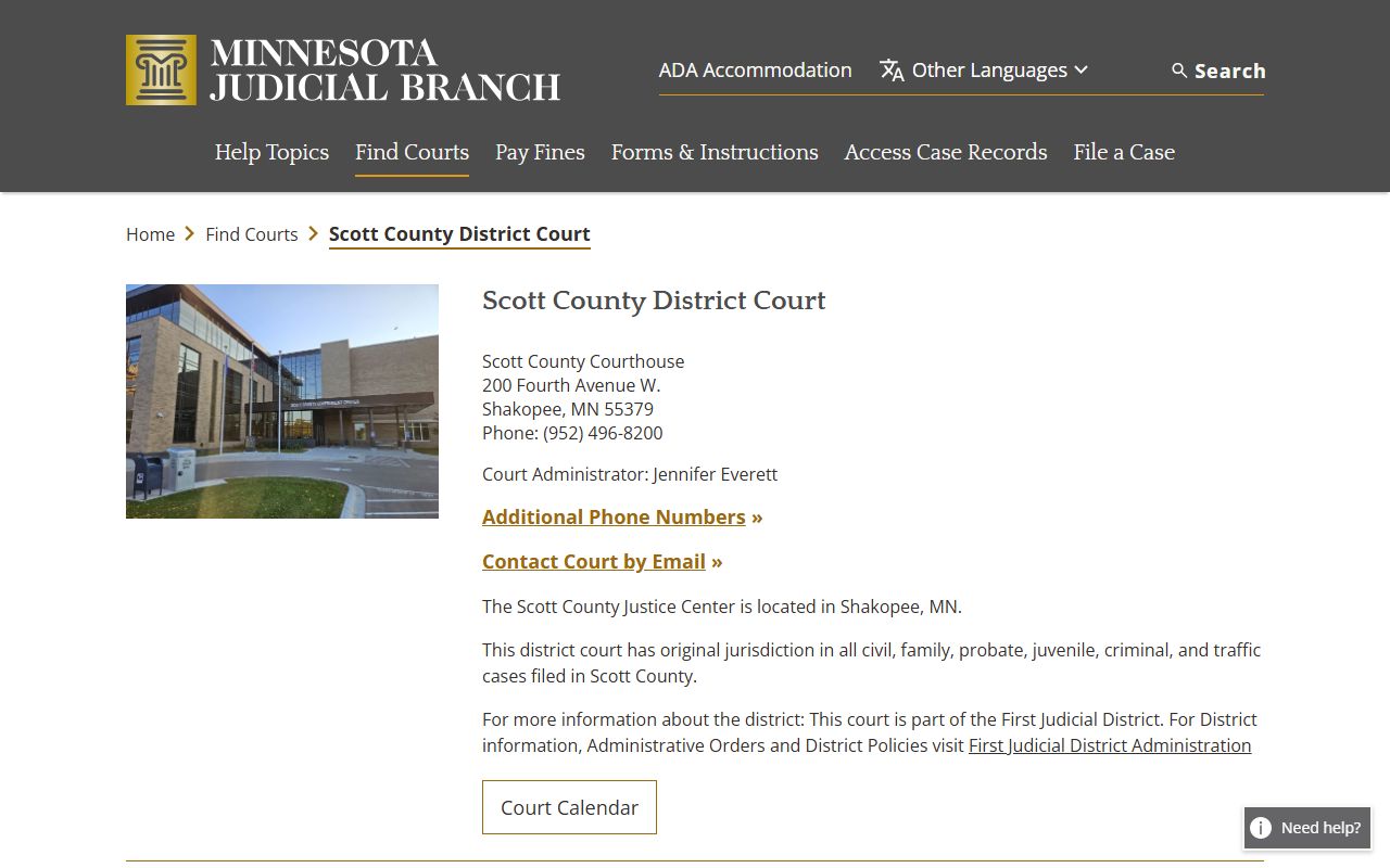 Scott County District Court Minnesota background check records