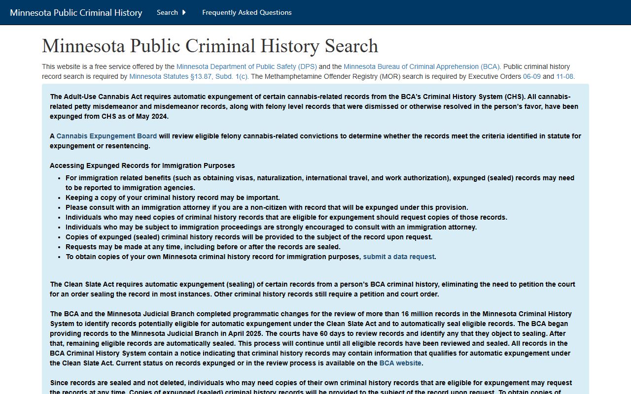 Minnesota background check - BCA public criminal history search