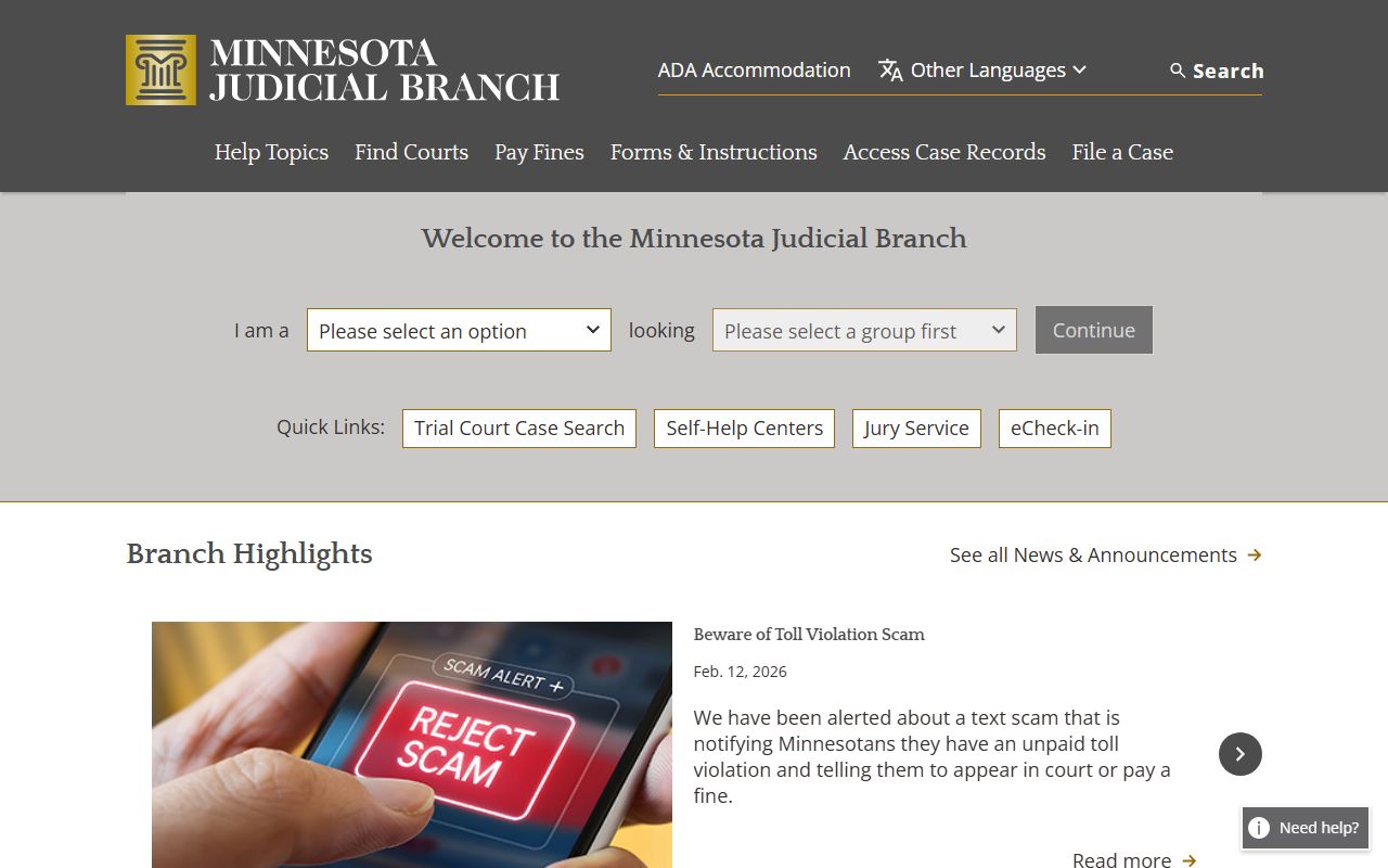 Minnesota background check - Minnesota Judicial Branch court system