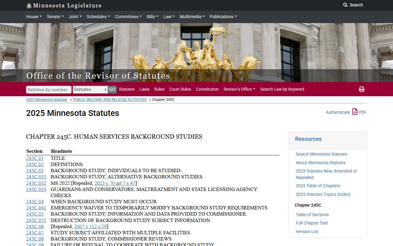 Minnesota background check - Minnesota Statute 245C DHS background studies