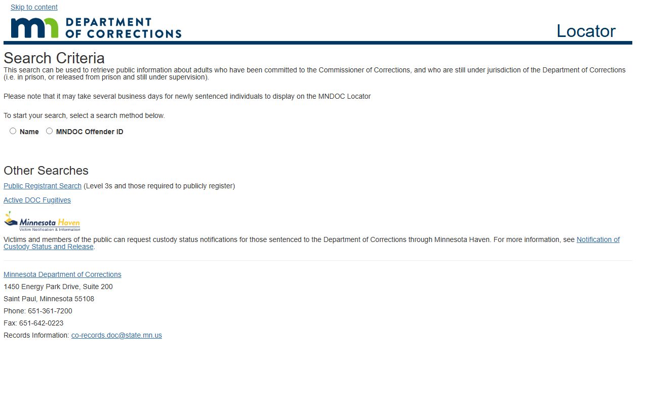 Minnesota background check - DOC Offender Locator public search